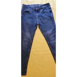 American Eagle Jeans Mens 32x34 Skinny Dark Wash Blue Stretch Denim Low Rise
